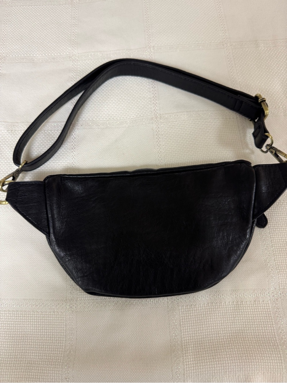 Joy Black faux Leather Waist Bag with Gold Zipper image 2